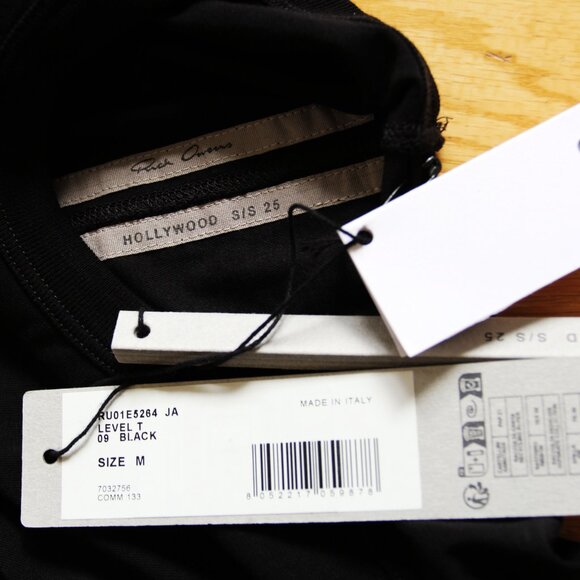 BNWT SS25 RICK OWENS "HOLLYWOOD" LEVEL T TSHIRT BLACK S & M - Picture 10 of 14